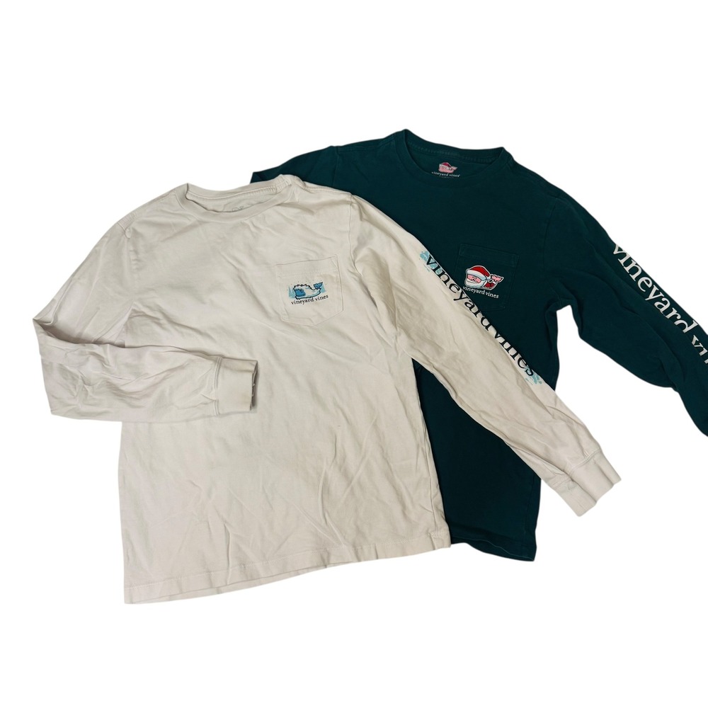 Vineyard Vines Kids Youth Small Long Sleeve T Shirts Lot Christmas Whale Logo‎